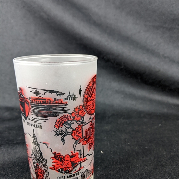 Dining Vintage Federal Glass Frosted Ohio Souvenir Glass Tumbler